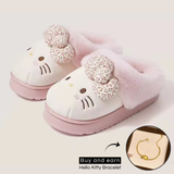 Cozy Hello Kitty Plush Slippers + GIFT (Hello Kitty Bracelet)
