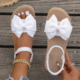 Women Anti-slip Trend Sandals 2025 New Summer Lightweight Sandals Fashion Beach Casual Slippers Outdoor Bow Tie Flat Shoes Home