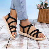 Women's Fashionable Lace-Up Non-Slip Wear-Resistant Soft Bottom Comfort Flat Heel Sandals